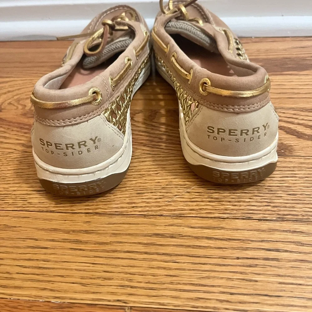 Sperry Top-Sider Angelfish Cane Leather Gold Beach Boat Deck Shoes Sz 7 #9432212